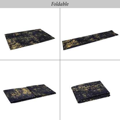 8x10 Washable Area Rug, Low-Pile, Non-Slip, Foldable, Kid & Pet Friendly for Dining Black-Gold