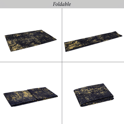 5x8 Machine-Washable Area Rug, Low-Pile, Non-Slip, Foldable, Kid & Pet Friendly Living Room Black & Gold