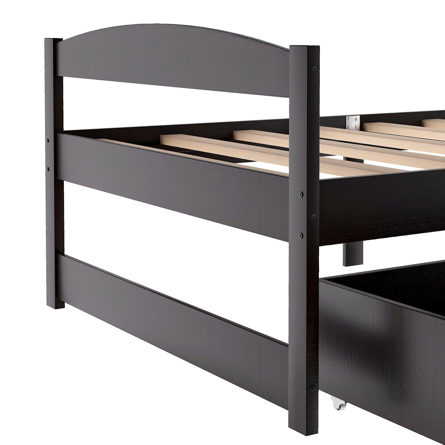 Espresso Twin Platform Bed with Dual Storage Drawers