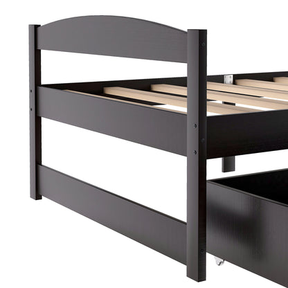 Espresso Twin Platform Bed with Dual Storage Drawers