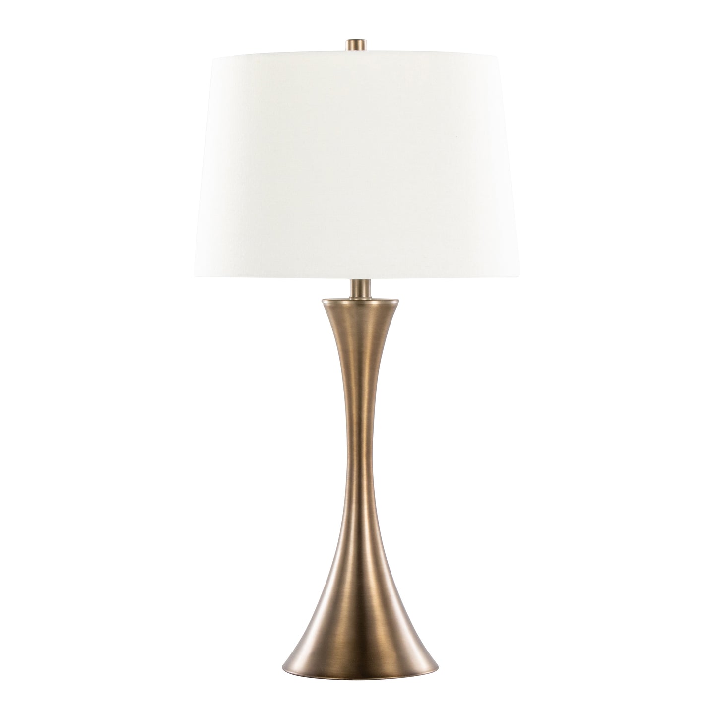Set of 2 29-Inch Metal Table Lamps with Off-White Linen Drum Shade, 3-Way Switch Matte Golden Bronze