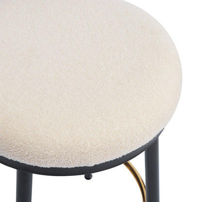 24.75'' Modern Counter Stools Set of 4,White Counter Stools with iron Frame,Sponge cushion,Footrest,suitable for Kitchen/Bedroom/Dining Room.