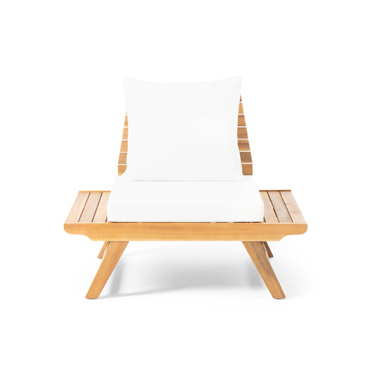 Outdoor Slatted Club Chair In Acacia Wood For Patio, 37 Inch Long, 28.25 Inch Wide, 29 Inch High, Weather Resistant Teak