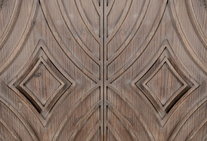 Mid Century Sideboard Buffet Cabinet with Solid Wood Legs 60" Kitchen Storage Cabinet Credenza with 4 Convex pattern diamond Doors and 2 Shelves Accent Console Table for Living Room  Entrance Hall etc