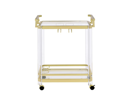 Aerin Mobile Gold Serving Cart With Storage And Casters