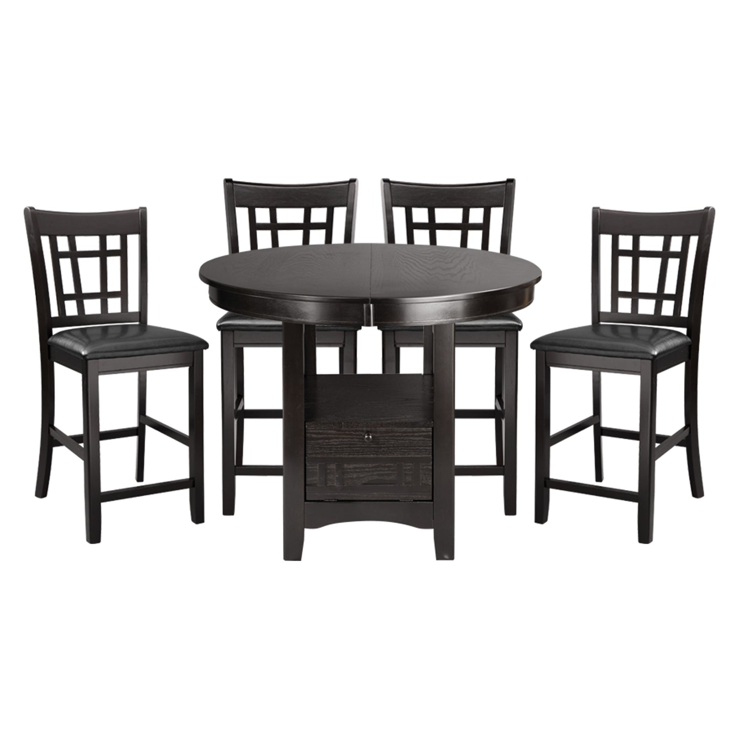 Counter Height Dining Set Five Piece Table Leaf Dark Cherry