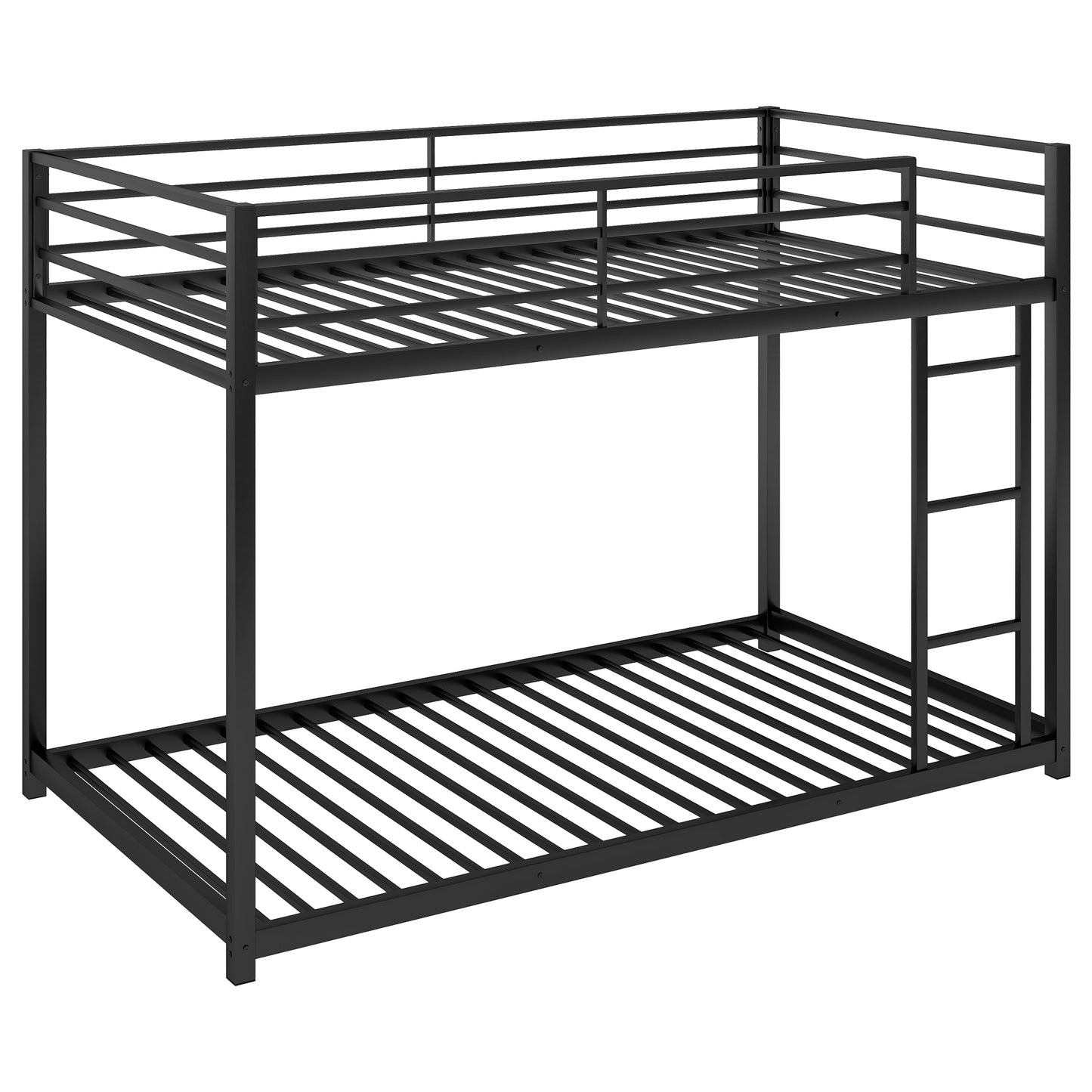 Stylish Black Twin Metal Bunk Bed with Ladder - Space-Saving Low Design