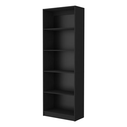 Modern Black 4-Tier Bookcase with Versatile Storage Solutions