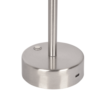 Rechargeable LED Table Lamp with Touch Sensor, Metal Desk Light, 5 x 5 x 10.5 in, 1 lb Brushed Nickel