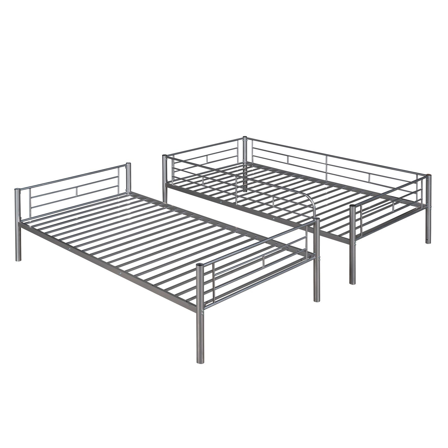 Contemporary Silver Twin Over Twin Metal Bunk Bed