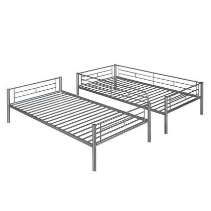 Contemporary Silver Twin Over Twin Metal Bunk Bed
