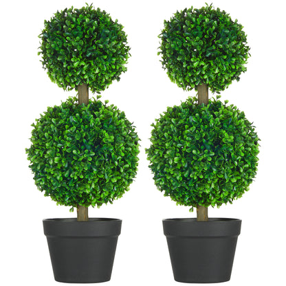 Artificial Boxwood Topiary Tree in Nursery Pot, 23.5-Inch Tall, Indoor/Outdoor Decor, Green
