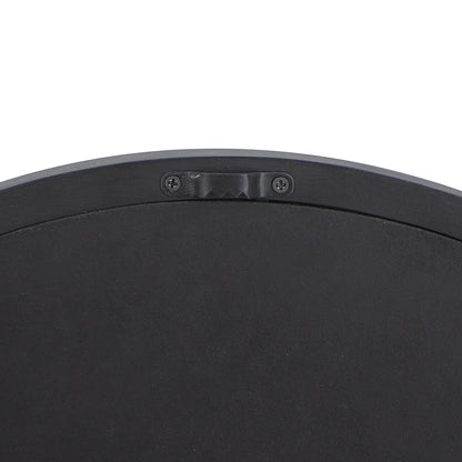 20" x 20" Circle Wall Mirror with Wooden Frame and Black Finish, Wall Mirror for Living Room, Dining Room, Foyer, Bathroom, Office