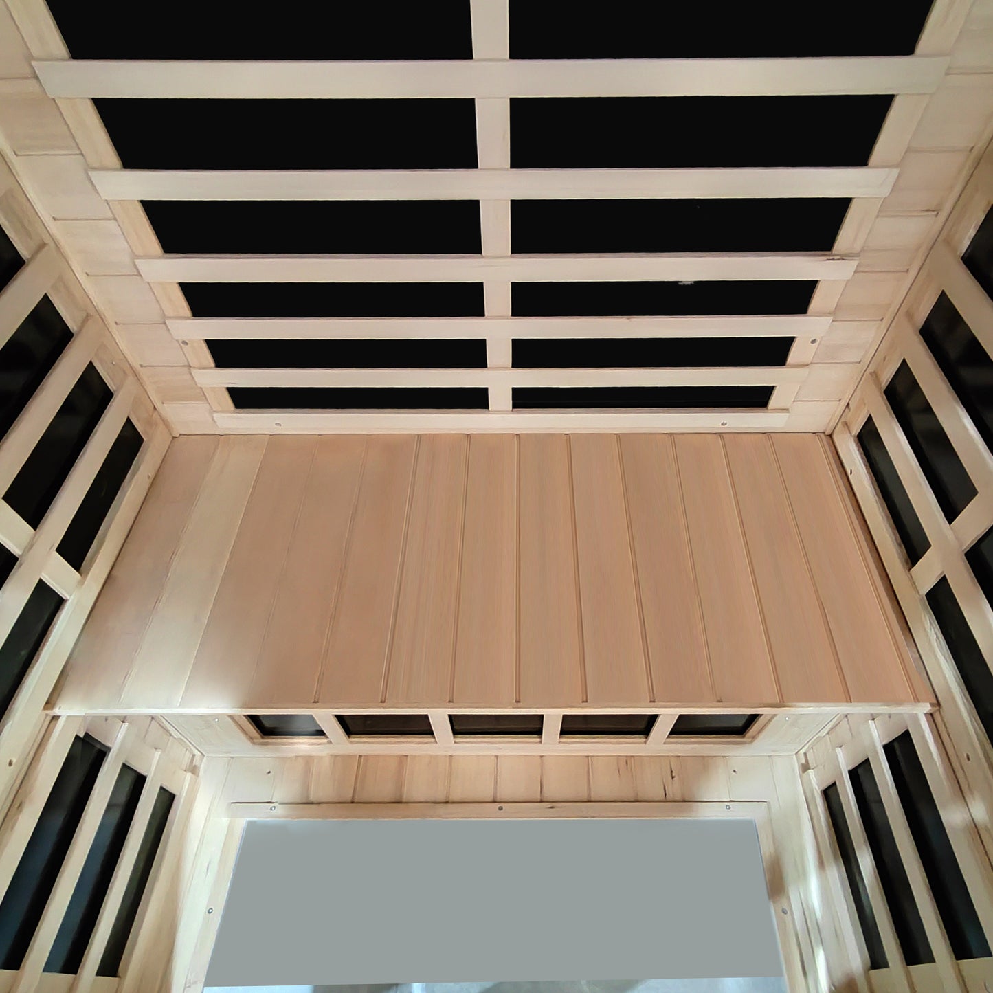 Two-Person Hemlock Far-Infrared Sauna with FrontDoor Heating Panel, Low EMF, LCD, Bluetooth, Natural