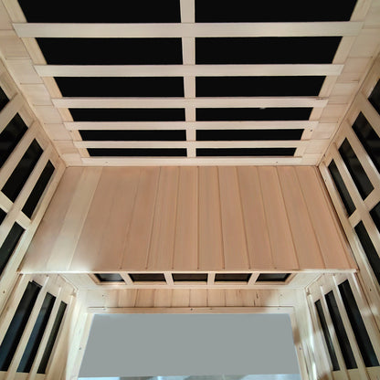 Two-Person Hemlock Far-Infrared Sauna with FrontDoor Heating Panel, Low EMF, LCD, Bluetooth, Natural