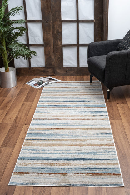 Abstract-Patterned Area Rug, 7'3 x 5'3, 0.31-In Pile, 100% Polyester, High-Traffic, Entryway, Ivory