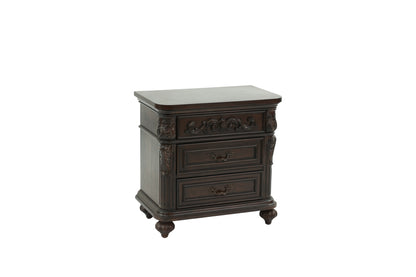 Traditional Antique Walnut 1pc Nightstand Bedroom Furniture Cherry Veneer 2-Drawers Hanging Pull Bedside Table