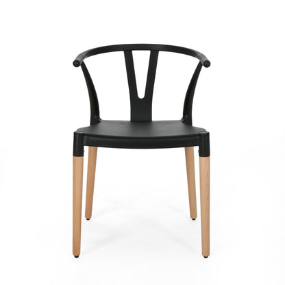 2-Pack Plastic Dining Chairs, 20 x 22 x 29 in, Polypropylene, Modern Minimalist, Lightweight, Black