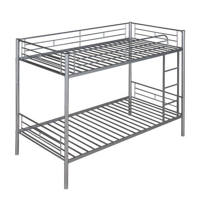 Contemporary Silver Twin Over Twin Metal Bunk Bed