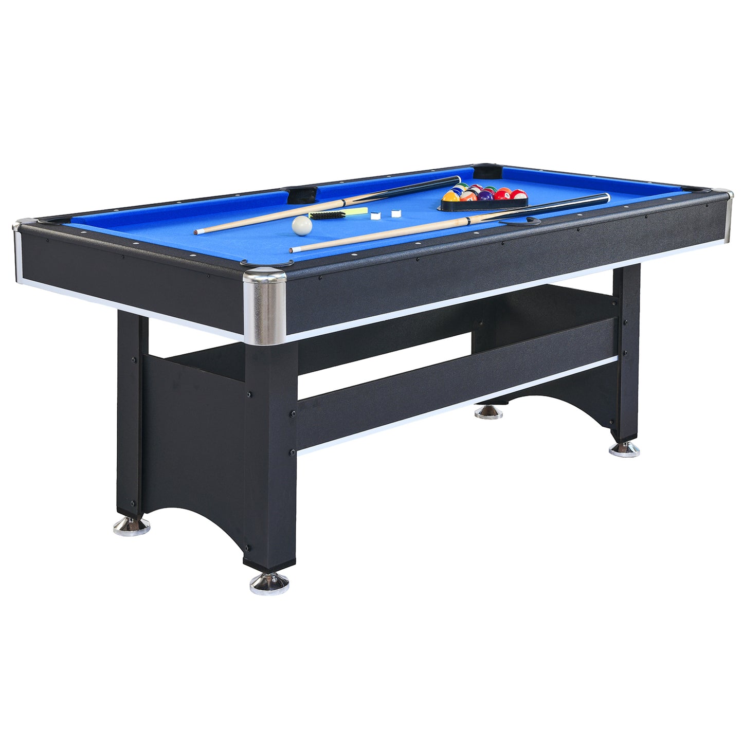 6-Foot Pool Table with Table Tennis Top, Space-Saving 2-in-1 Billiards Table, 72x38x31 in, Engineered Wood, Black