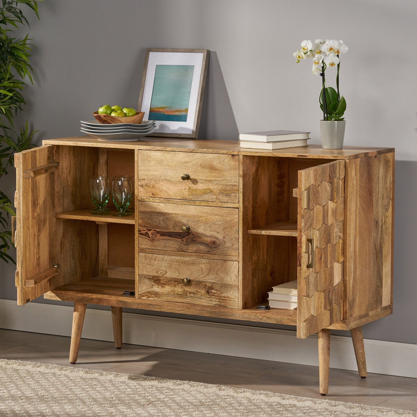 3 DRAWER SIDEBOARD WITH 2 DOOR (KD LEGS)