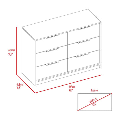 Longhill Modern 6-Drawer Dresser in Black Wengue and Pine