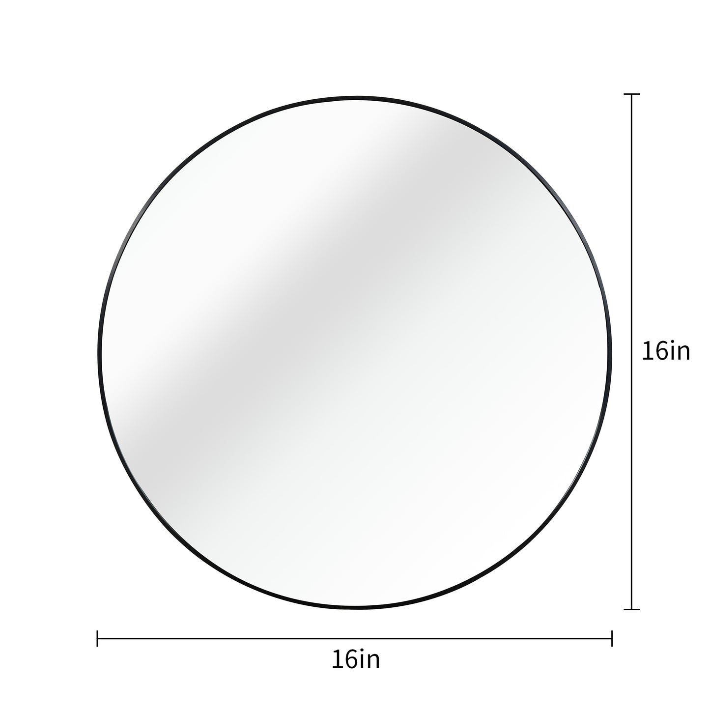 Classic 16-Inch Black Round Metal Bathroom Mirror