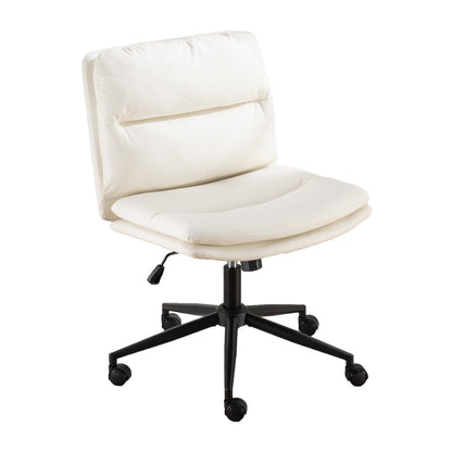 Modern Ergonomic 360° Swivel Criss-Cross Chair with Plush Seat in White