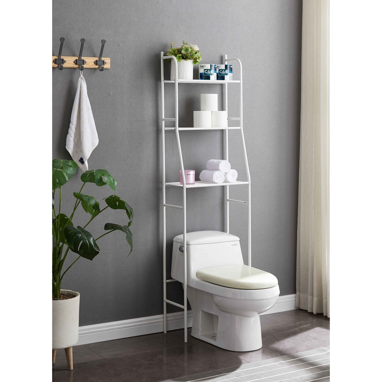 Elegant Three-Tier Bathroom Storage Rack - White