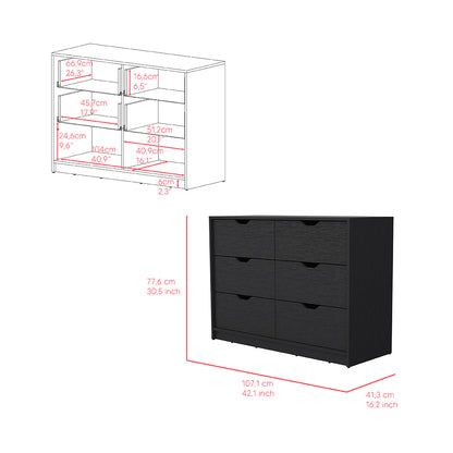 Black Wengue Finish Dresser Curio with Four Drawers and Display Space
