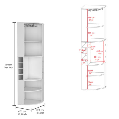 Modern White Corner Bar Cabinet With Five Shelves Storage