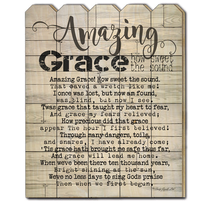 Wood Picket Fence Wall Art - Amazing Grace Print, 16 x 20 in, Paper Wall Decor, Multicolor