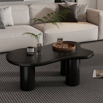 44'' W x 25.9'' D Cloud-Shape Coffee Table with 1.5-Inch Thick MDF Top, 3-Leg Table for Living Room, Black