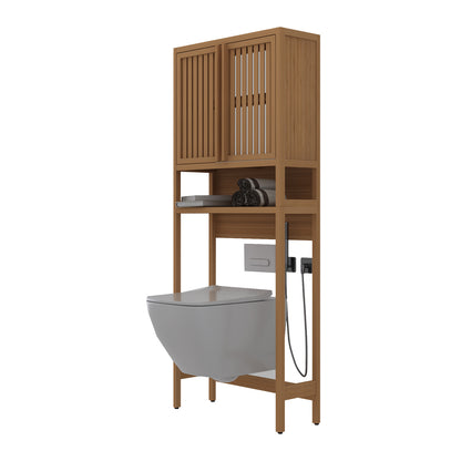 Bamboo Freestanding Toilet Storage Organizer for Bathroom and Laundry - Space-Saving Design in Natural Finish