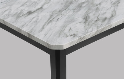 1pc Transitional Dining Rectangular Table Faux White Marble Table Top Black Base Wooden Stone Dining Room Furniture
