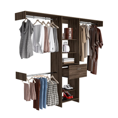 Elegant Dark Walnut 250 British Closet System for Bedroom Organization