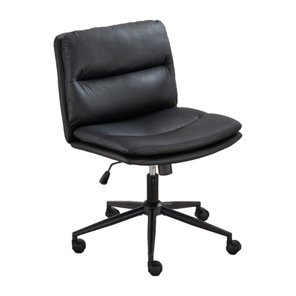 Bizerte Height-Adjustable Swivel Criss-Cross Chair with Wide Seat for Office and Vanity Use, Black