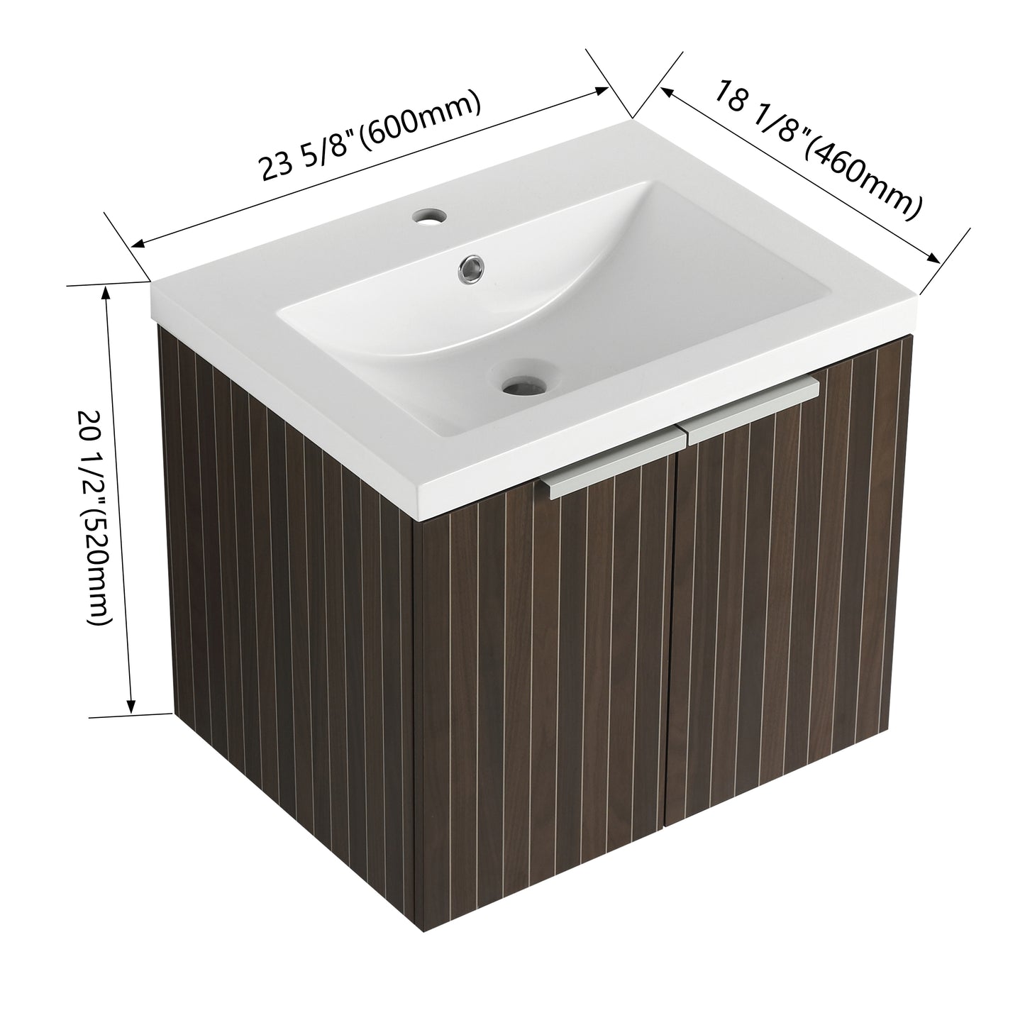 24-Inch Wall-Mounted Bathroom Vanity with Soft-Close Doors and Resin Sink for Compact Spaces