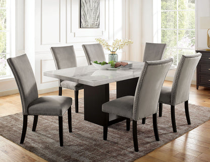 2-Piece Dining Room Chairs, Flannelette Seats with Nailhead Trim, Rubberwood Frame, Transitional, Gray