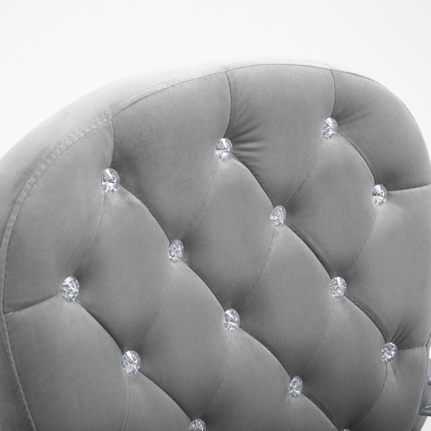Elegant Gray Velvet Adjustable Office Chair with Swivel Wheels and Padded Armrests