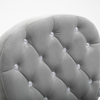 Elegant Gray Velvet Adjustable Office Chair with Swivel Wheels and Padded Armrests