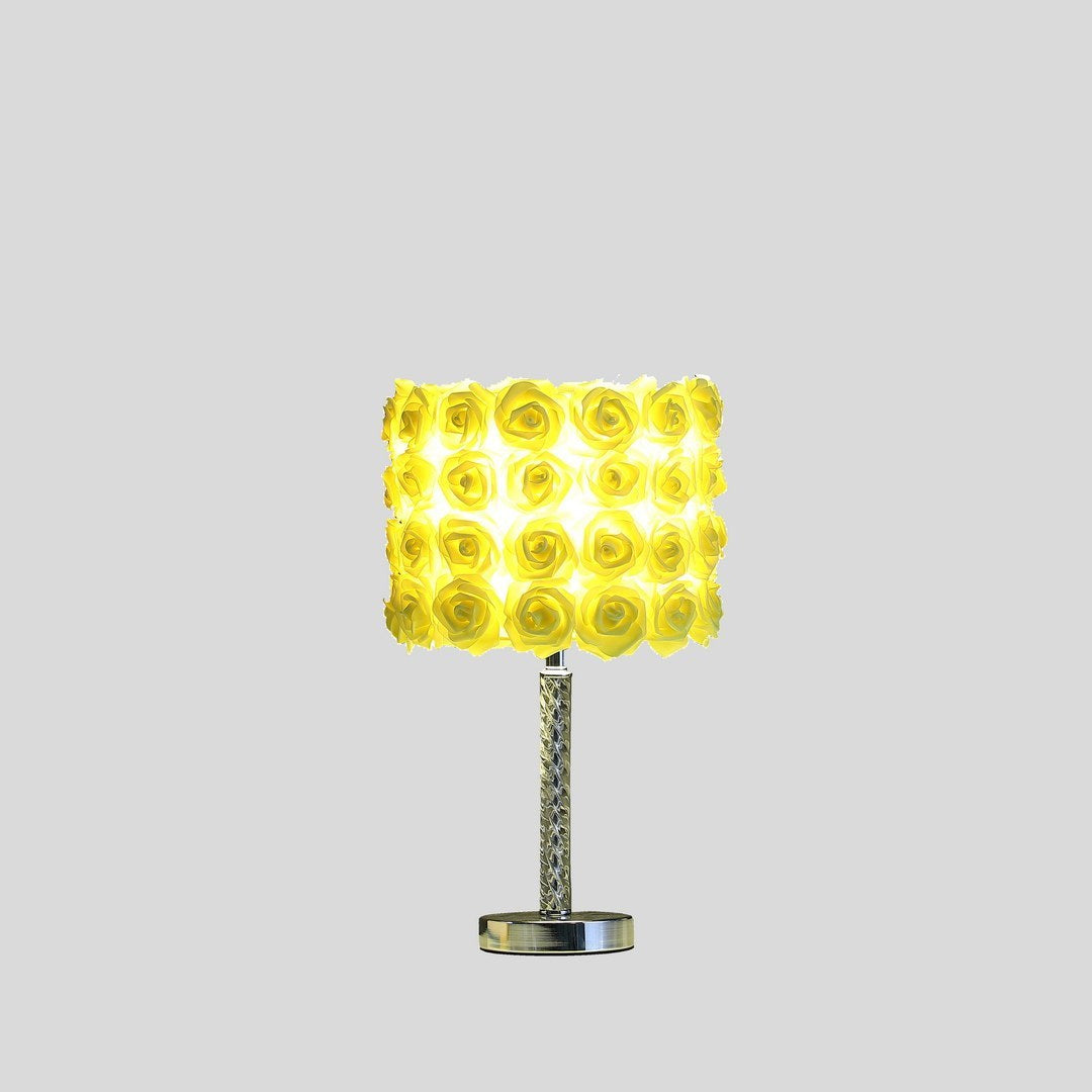 18.25-Inch Table Lamp with Acrylic/Metal Body, Drum Shade, E26 Socket, 110-120V, 80W Max, Switch, UL Listed, Yellow
