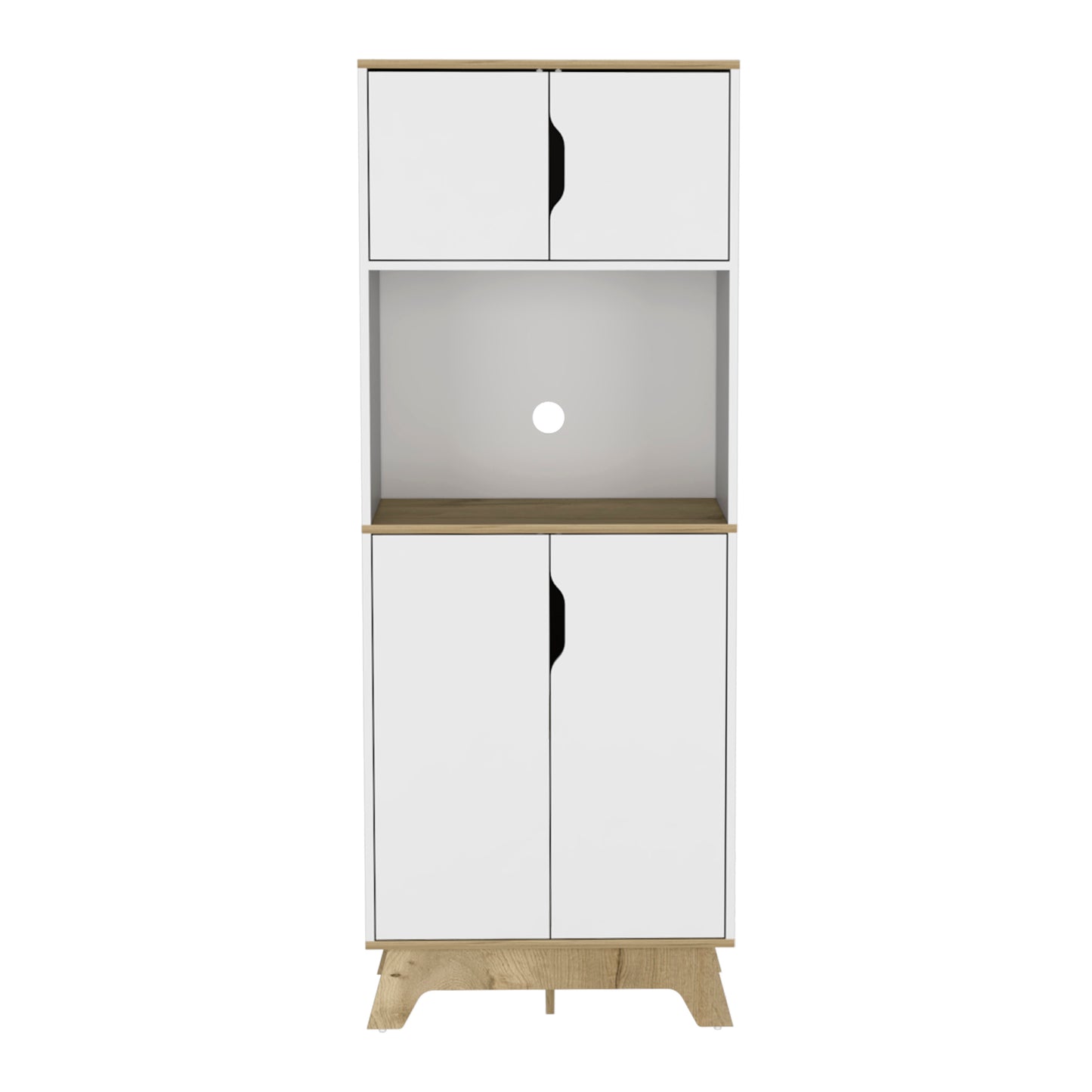 Light Oak & White Modern Microwave Storage Cabinet