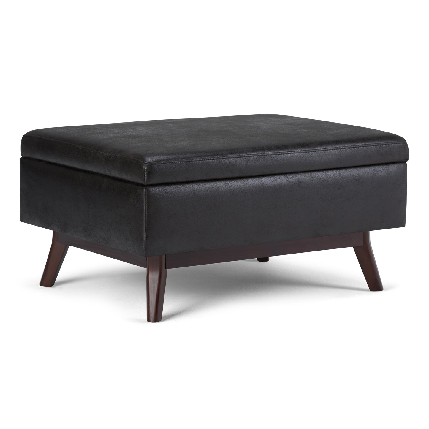Mid-Century Lift-Top Coffee Table with Storage Ottoman, 34.25 x 26.40 x 18.10 in, Wood Distressed Black