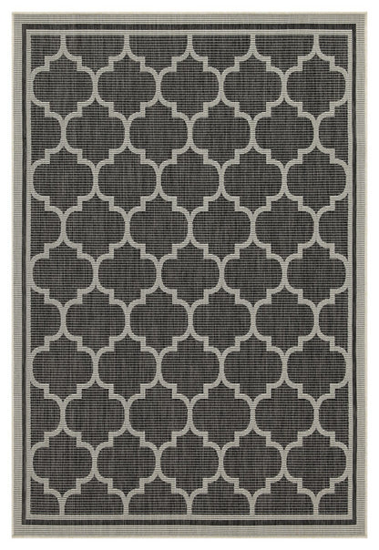 Indoor/Outdoor Trellis Area Rug, 2'7 x 7'3, Flatweave Polypropylene, Stain-Resistant, Durable Anthracite