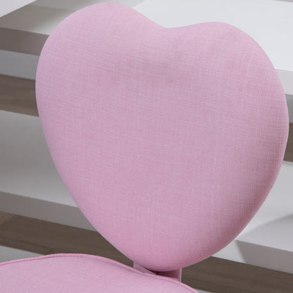 Cute Pink Heart-Shaped Swivel Office Chair with Adjustable Height and Rolling Wheels