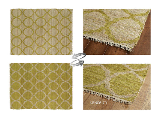 7'6 x 9' Rectangle Area Rug - Hand-Loomed Textured Loop Pile, Jute, Reversible, Transitional Contemporary Indoor Rug Light Green