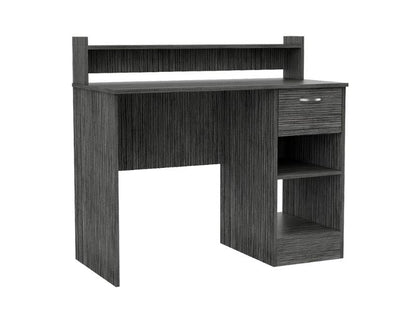 Smokey Oak 2-Shelf Writing Desk with Drawer and Decorative Hutch