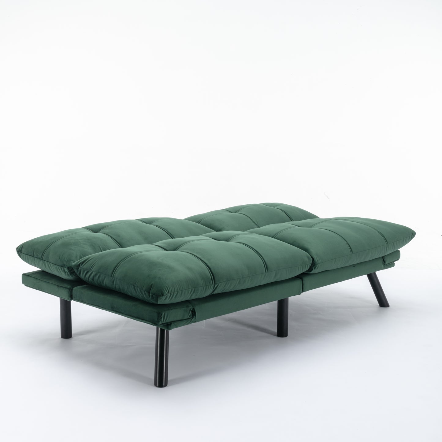 2-Seater Convertible Sofa Bed with Adjustable Backrest and Armrests, Foam Upholstery, Pine Frame Emerald