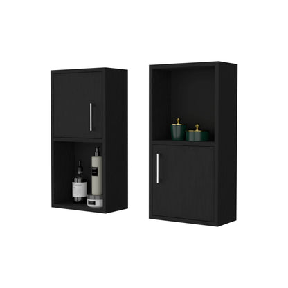 Black 2 Bathroom Medicine Cabinets with Open Shelf